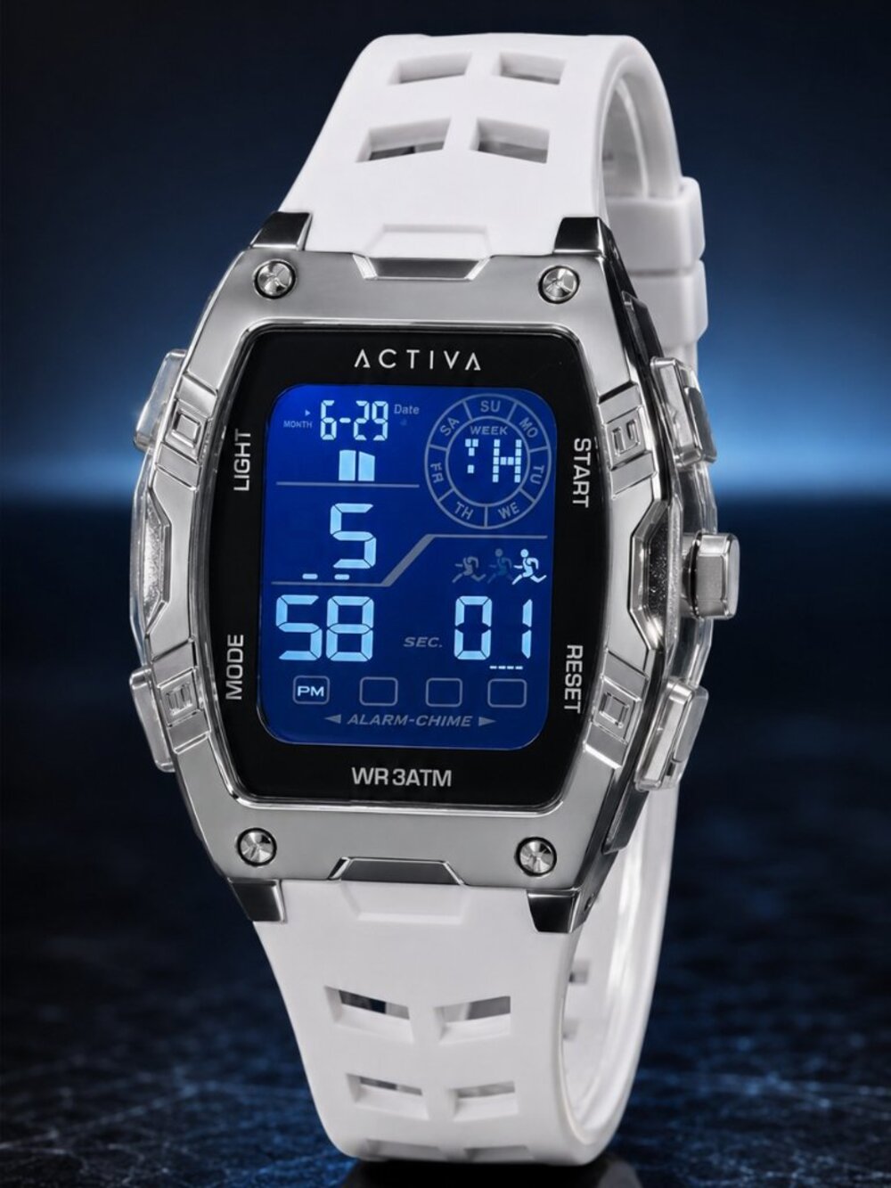 Activa x Invicta Venzis Men’s 50mm Digital Watch White ACW8131-001 NWT